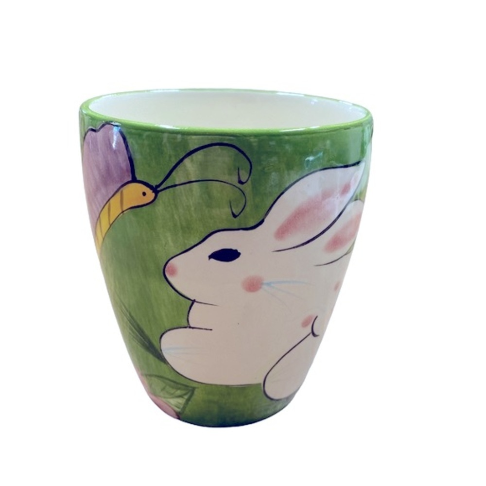 Laurie Gates artist rabbit and butterfly ceramic mug